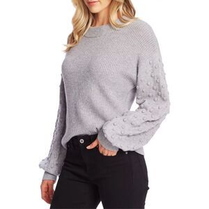 Cece Womens Gray Textured Long Sleeve Round Neck Sweater